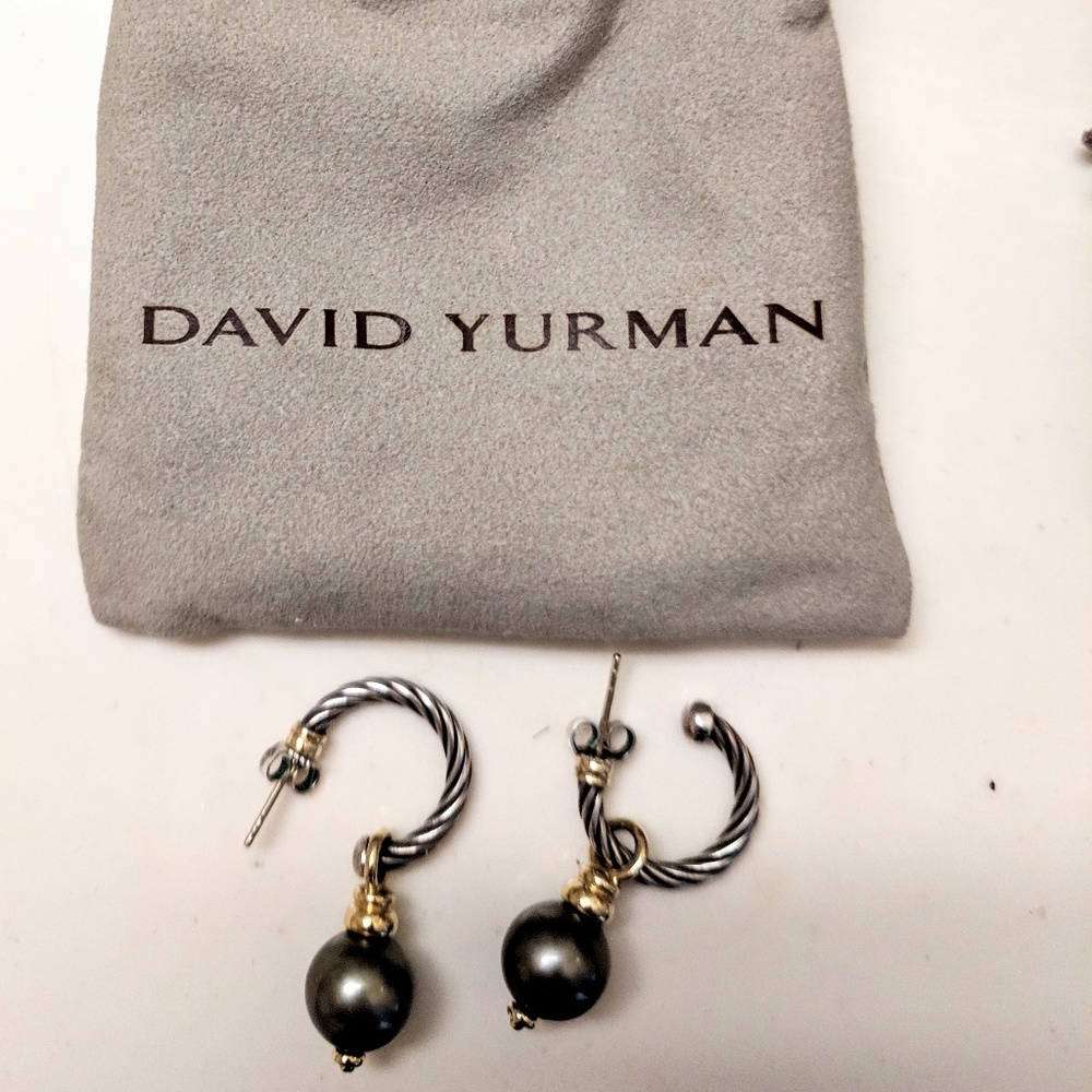 David Yurman Tahitian Pearl Hoop Earrings